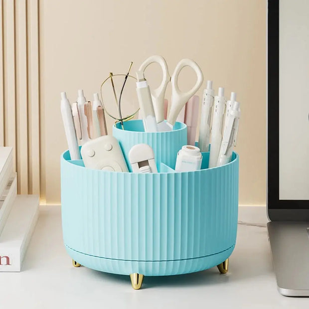 360 Rotating Makeup Brush Holder Desktop Cosmetic Organizer Rotating Desktop Storage Box Portable Lipstick Eyeliner Holder