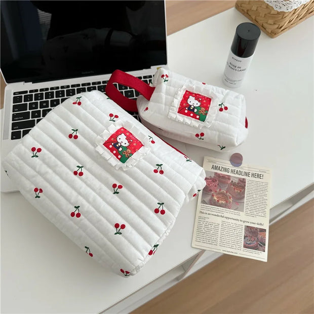 Large Capacity Cat Makeup Bag Cute Student Travel Portable Toiletry Skincare Storage Stationery Bag