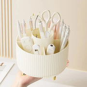 360 Rotating Makeup Brush Holder Desktop Cosmetic Organizer Rotating Desktop Storage Box Portable Lipstick Eyeliner Holder
