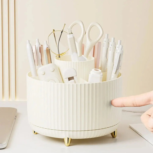 360 Rotating Makeup Brush Holder Desktop Cosmetic Organizer Rotating Desktop Storage Box Portable Lipstick Eyeliner Holder